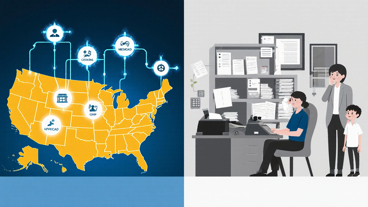 Contrasting state systems: Minnesota’s digital efficiency vs. Louisiana’s paper-heavy delays, with children moving between programs.