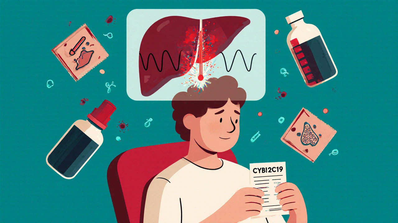 Patient with transparent liver showing enzyme spikes and conflicting medications, highlighting antifungal interactions.