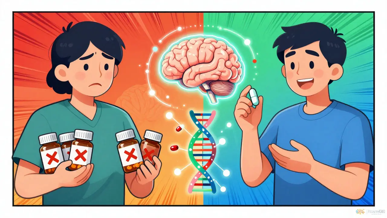 A patient transforms from confusion to confidence as AI matches their DNA to the right generic medication.