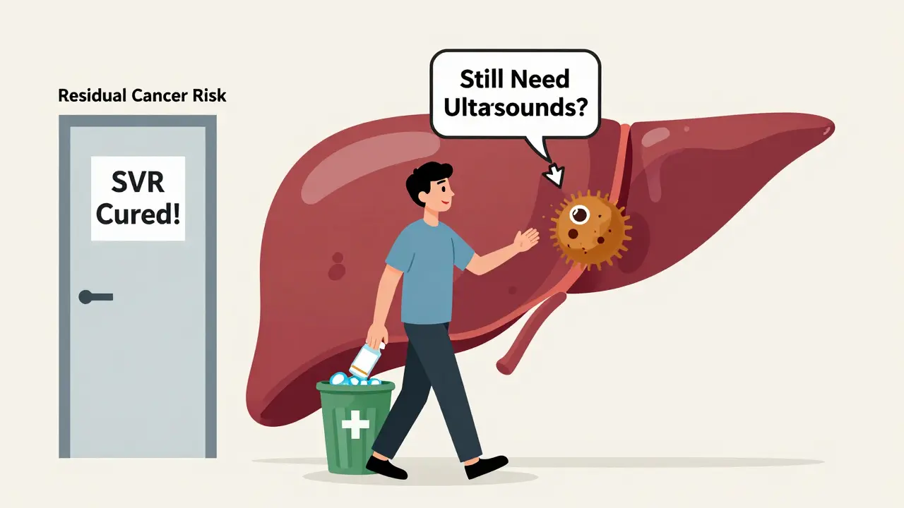 Patient walking away from cure, unaware of invisible cancer risk still present in their liver.