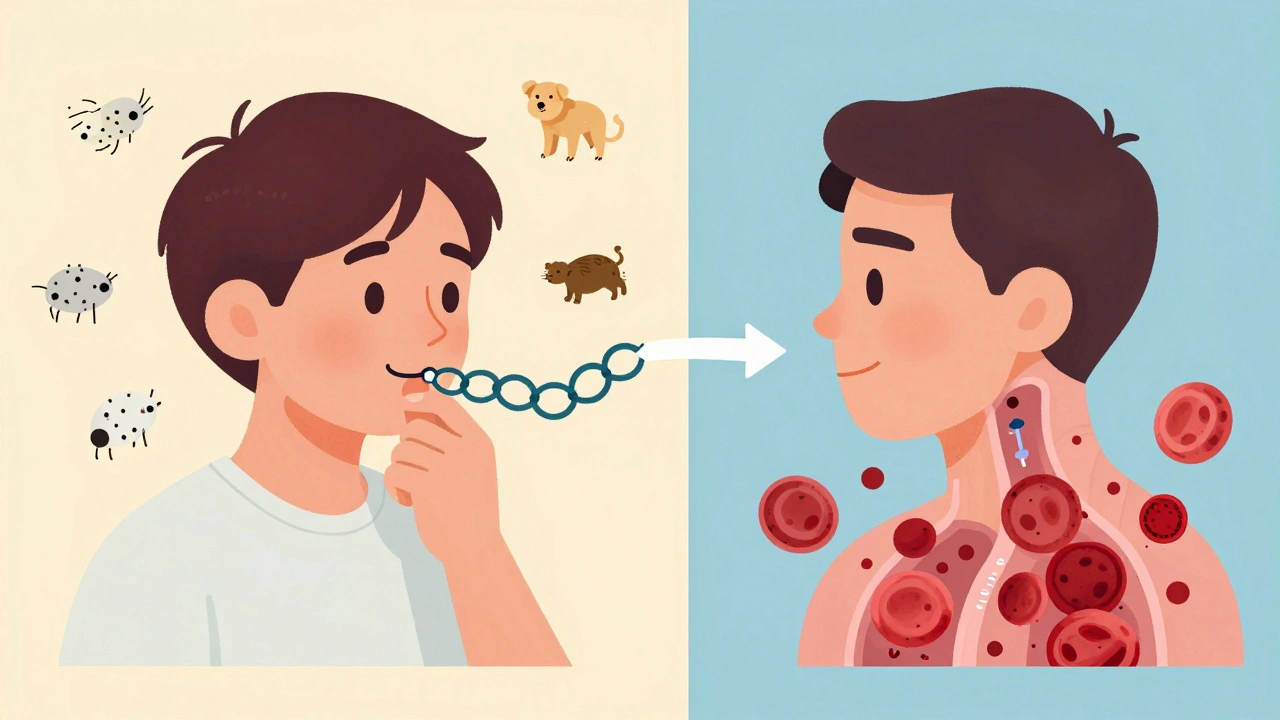 Two patient profiles illustrating allergic vs eosinophilic asthma and how different biologics target each.