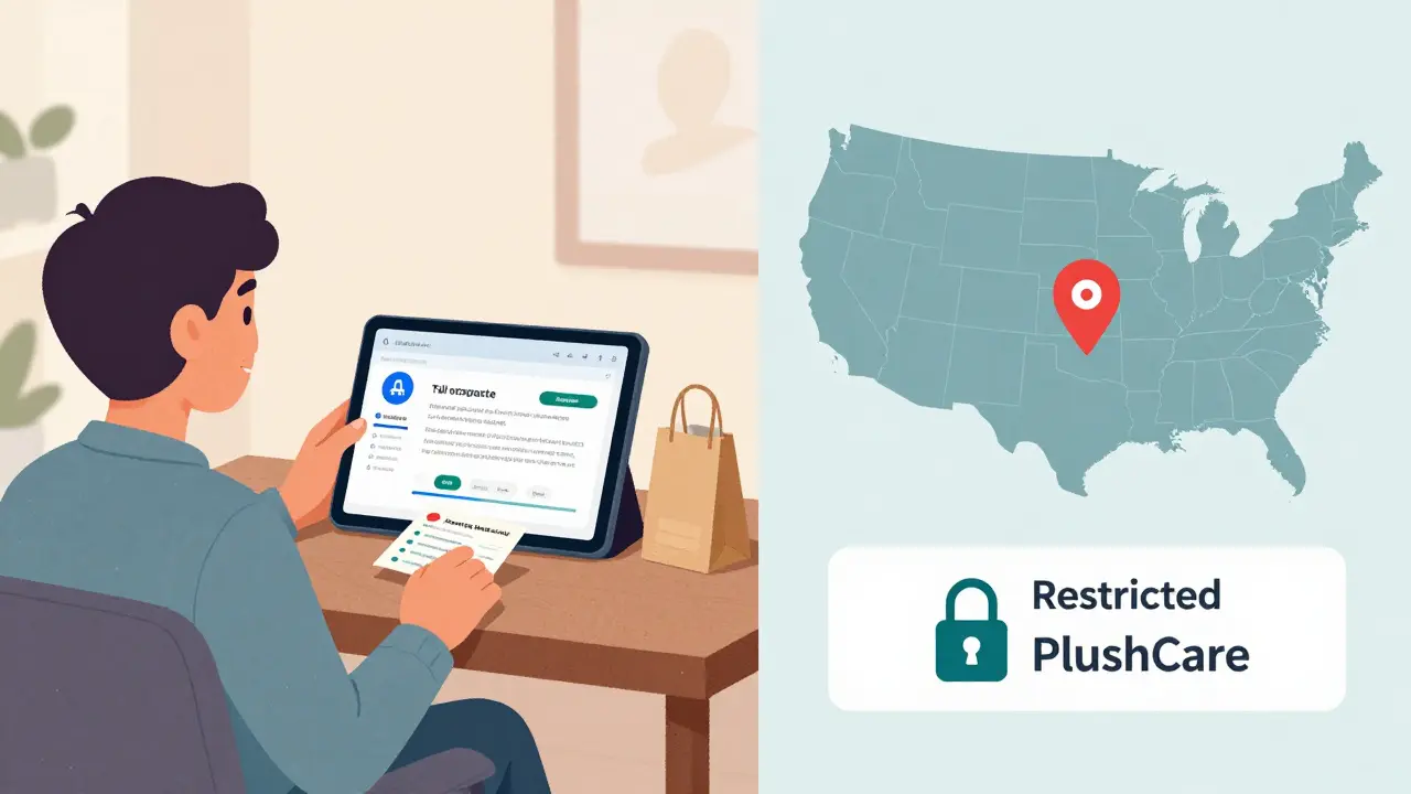 Illustration comparing telehealth access across different US states
