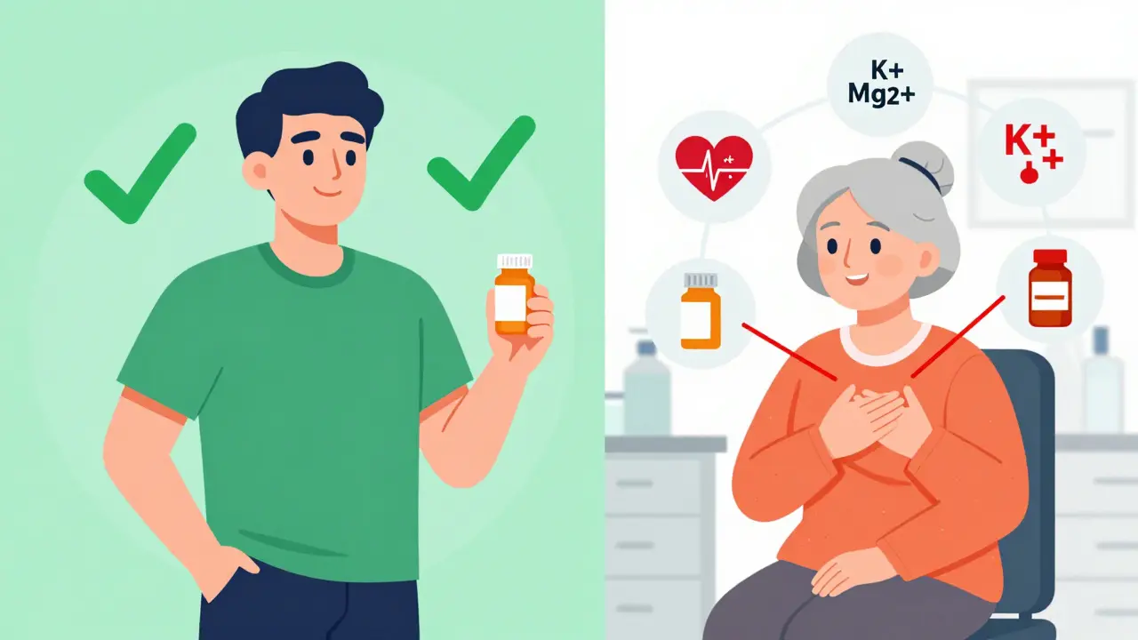 Contrast between low-risk and high-risk patients for macrolides