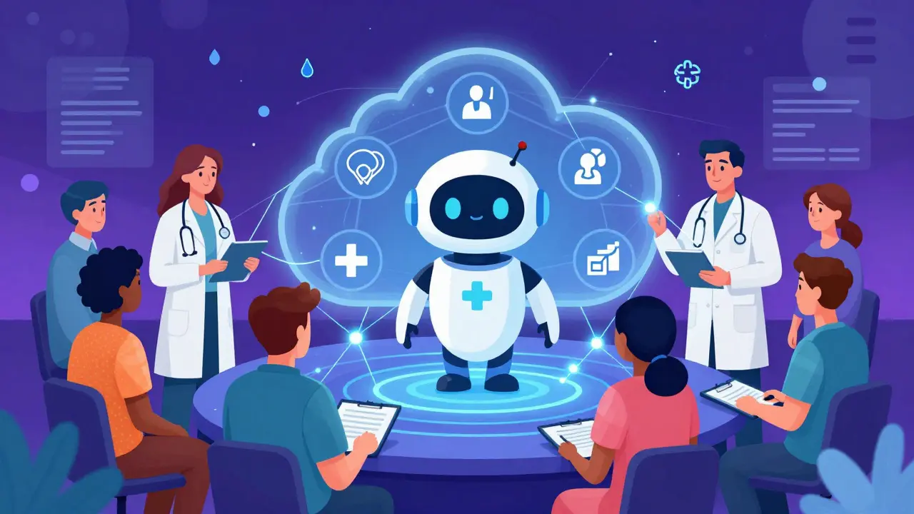 Futuristic illustration of AI-enhanced shared decision making in healthcare