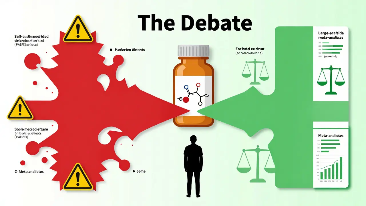 Illustration of two paths diverging from a pill, representing conflicting study data